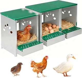 Chicken Nesting Box 3 Compartments - Wall Mount Metal Egg Laying Nest Box for Chicken Coop, Easy to Assemble & Versatile Use for Hens, Ducks, Chickens