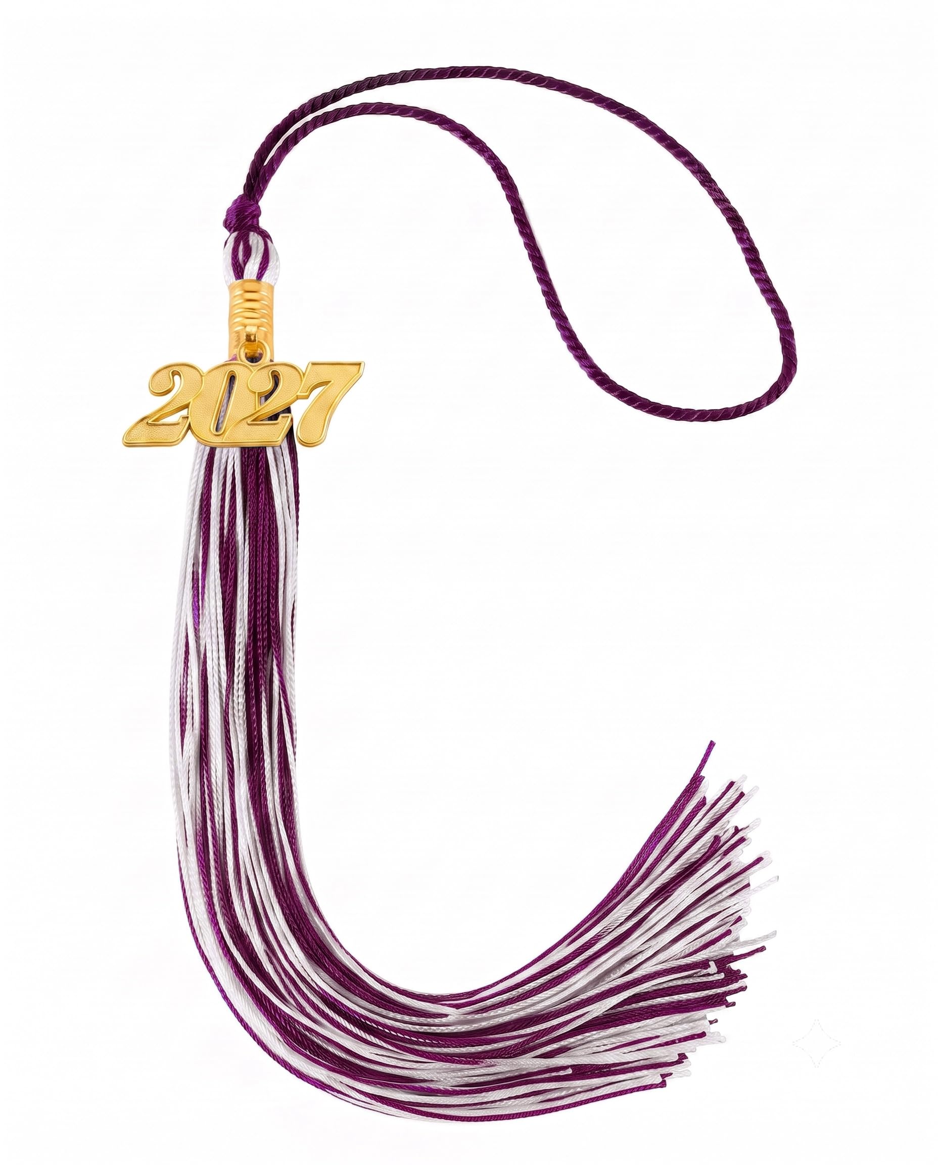 Graduation Tassel 2027 for Grad Cap,Maroon and White Tassel with Gold Charm