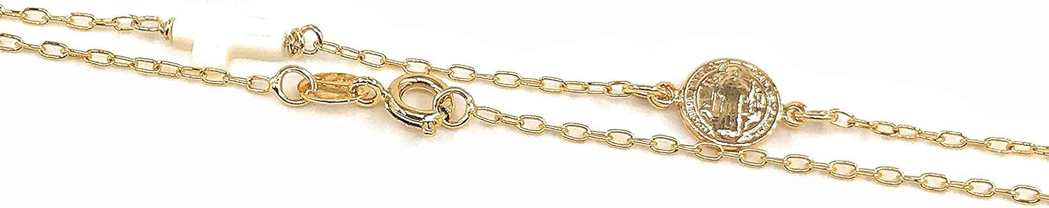 Dainty St Benedict Necklace 18K Gold Plated Chain 17 Inches San Benito Jewelry - Image 5
