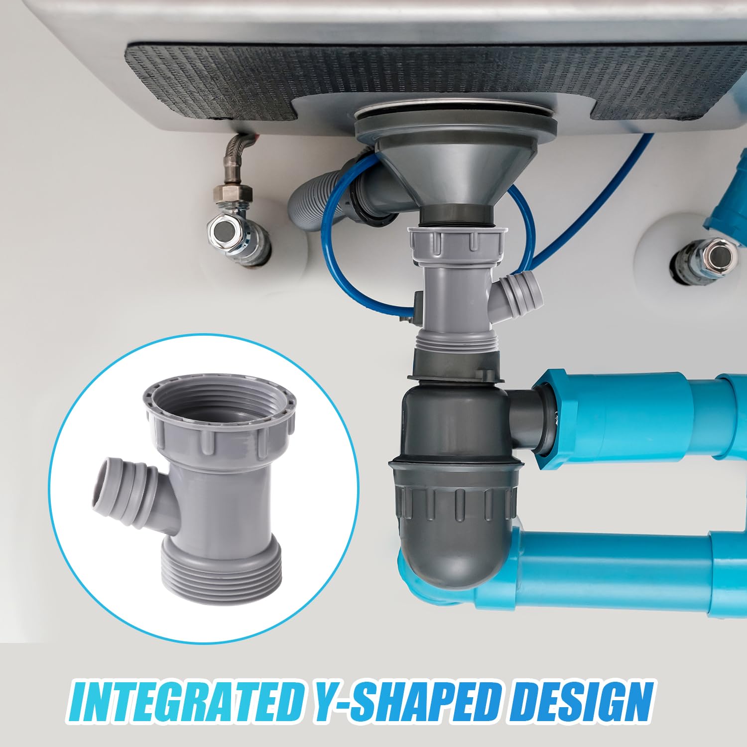 Adaptateur Tuyau Drainage évier Mikikit - Connecteur étanche En PP Blanc - Pour Raccorder Différents Diamètres De Tuyaux (9.7x4.75x3.1 Cm) - 4