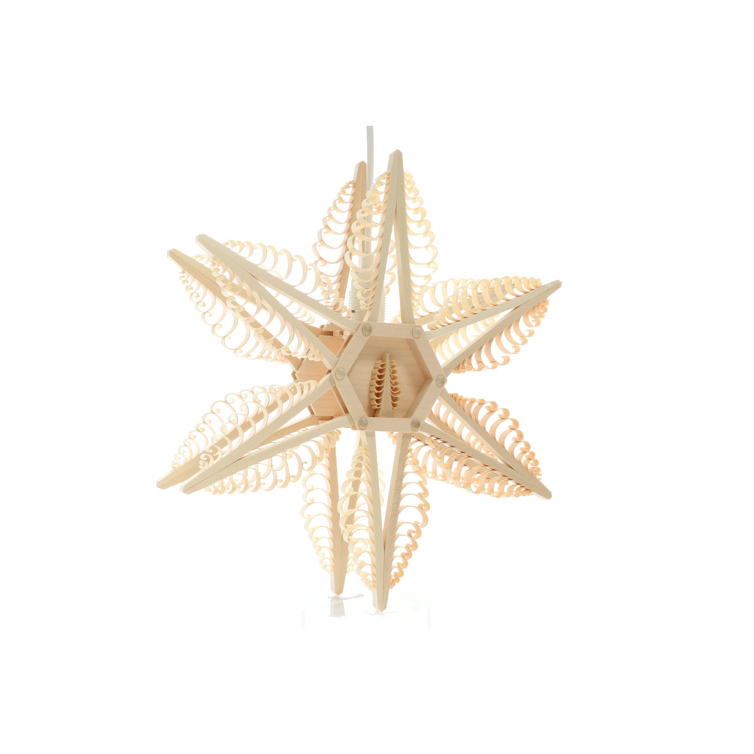 Étoile de décoration de fenêtre en bois 32 cm lumineuse style Erzgebirge