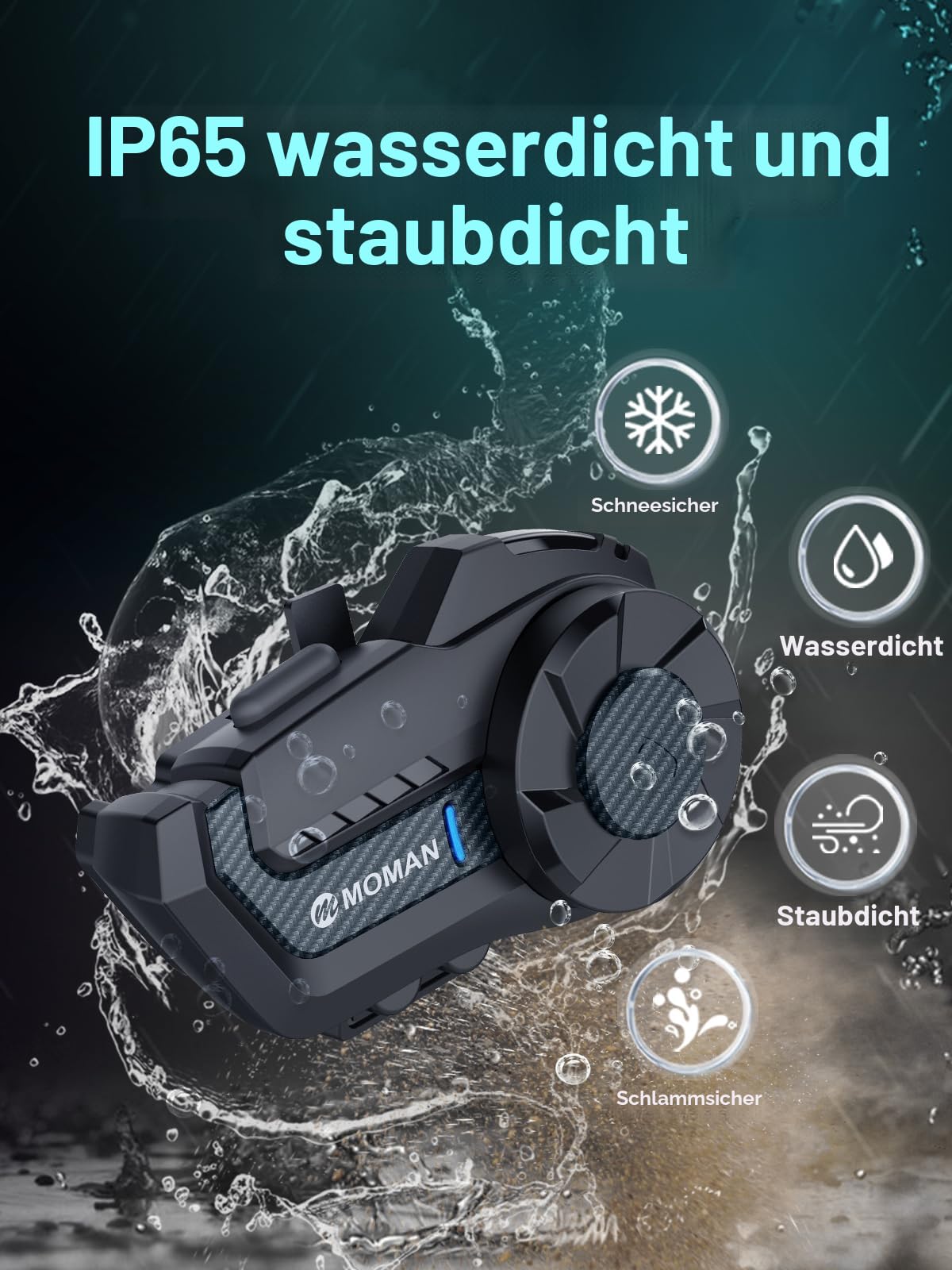 Moman H2 Pro Motorrad Intercom Headset Wireless 5.1 Kommunikationssystem 1000M FM Radio Wasserdicht