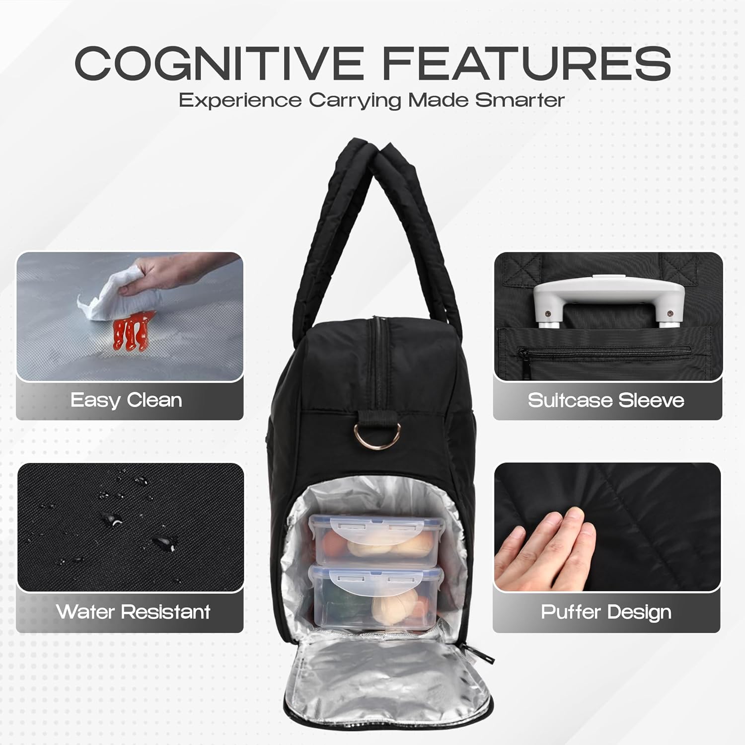 Laptop Work Bag with Lunch Compartment – Large Lunch Tote for Women with Matching Wallet for Work, Office, Travel | 3 in 1 Tote Bag | 17.3 Inch Laptop Puffer Tote - Image 5