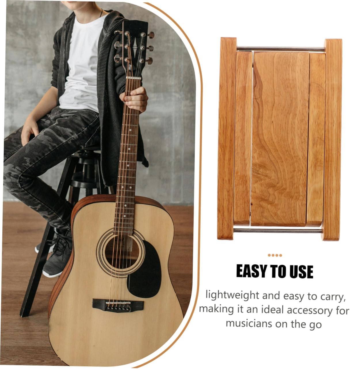 GALPADA Adjustable Classical Guitar Foot Stool Solid Guitar Leg Rest for Musicians Portable Lightweight Design for Comfort Durable Acoustic Guitar Accessory