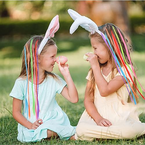 Miniatura 7 de Paquete de 48 accesorios para el cabello para niñas, extensiones de cabello de colores para niños, pinzas de pelo arcoíris de nailon para niños