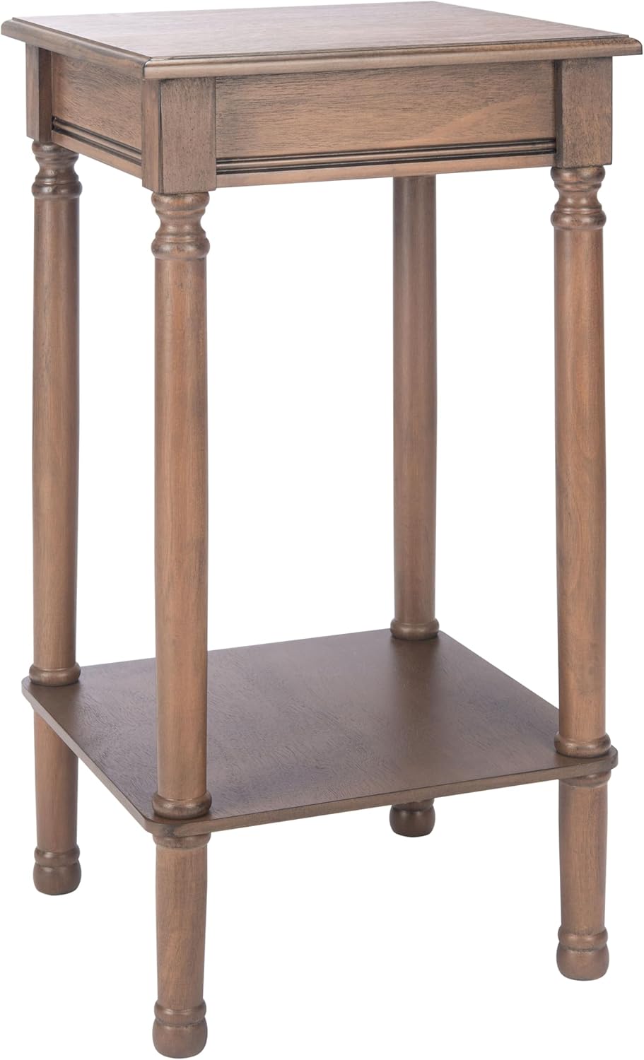 Safavieh Home Collection Tinsley Brown Square Bottom Shelf Round Accent Table ACC5716C, 14" W x 14" L x 28.3" H