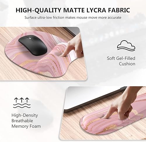 Miniatura 4 de Alfombrilla de mouse y reposamuñecas para teclado, alfombrilla de mouse ergonómica con espuma viscoelástica, base de goma antideslizante,