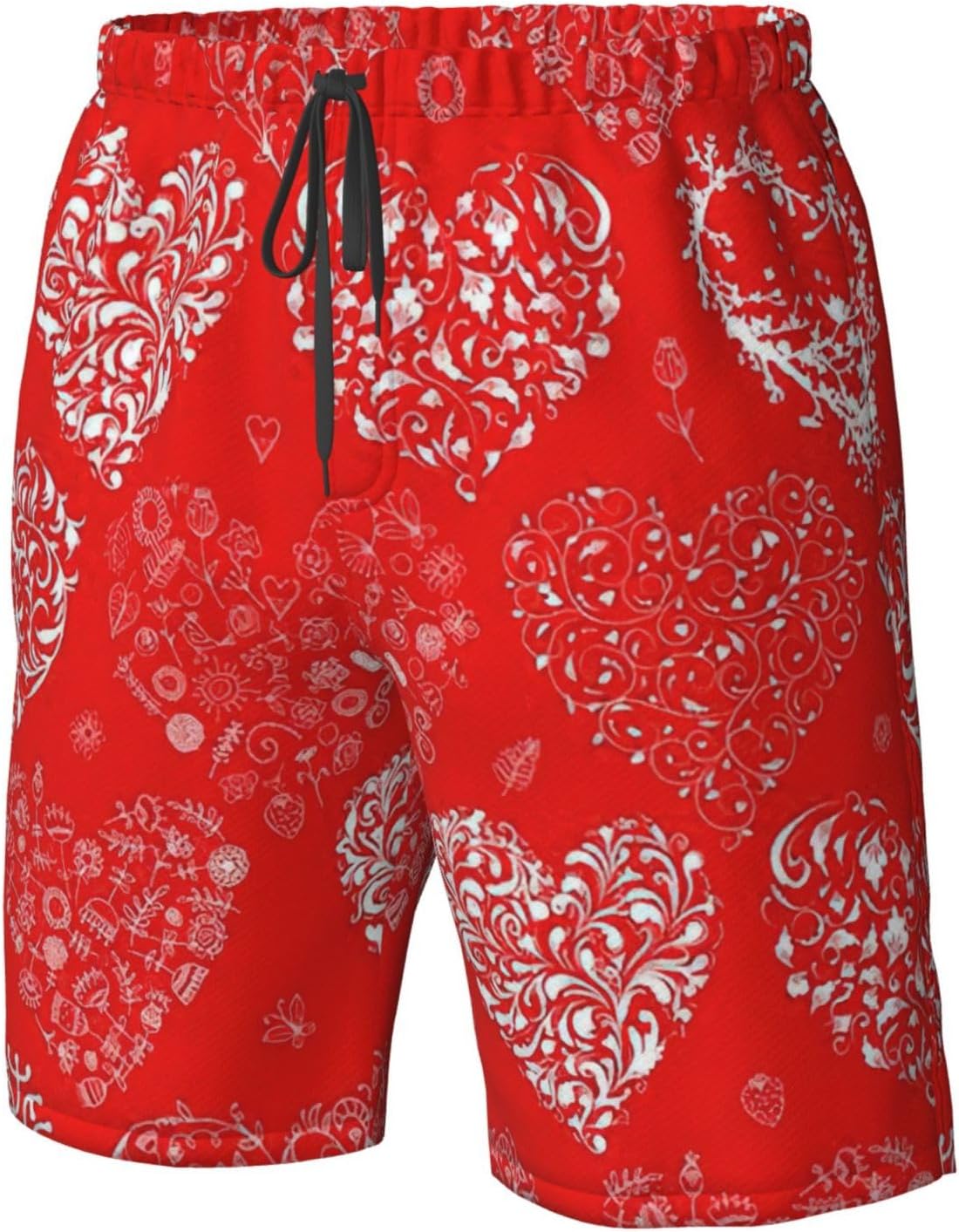 Love. Print Men's Hawaiian Beach Shorts Elastic Novelty Summer Casual Shorts with Pocket