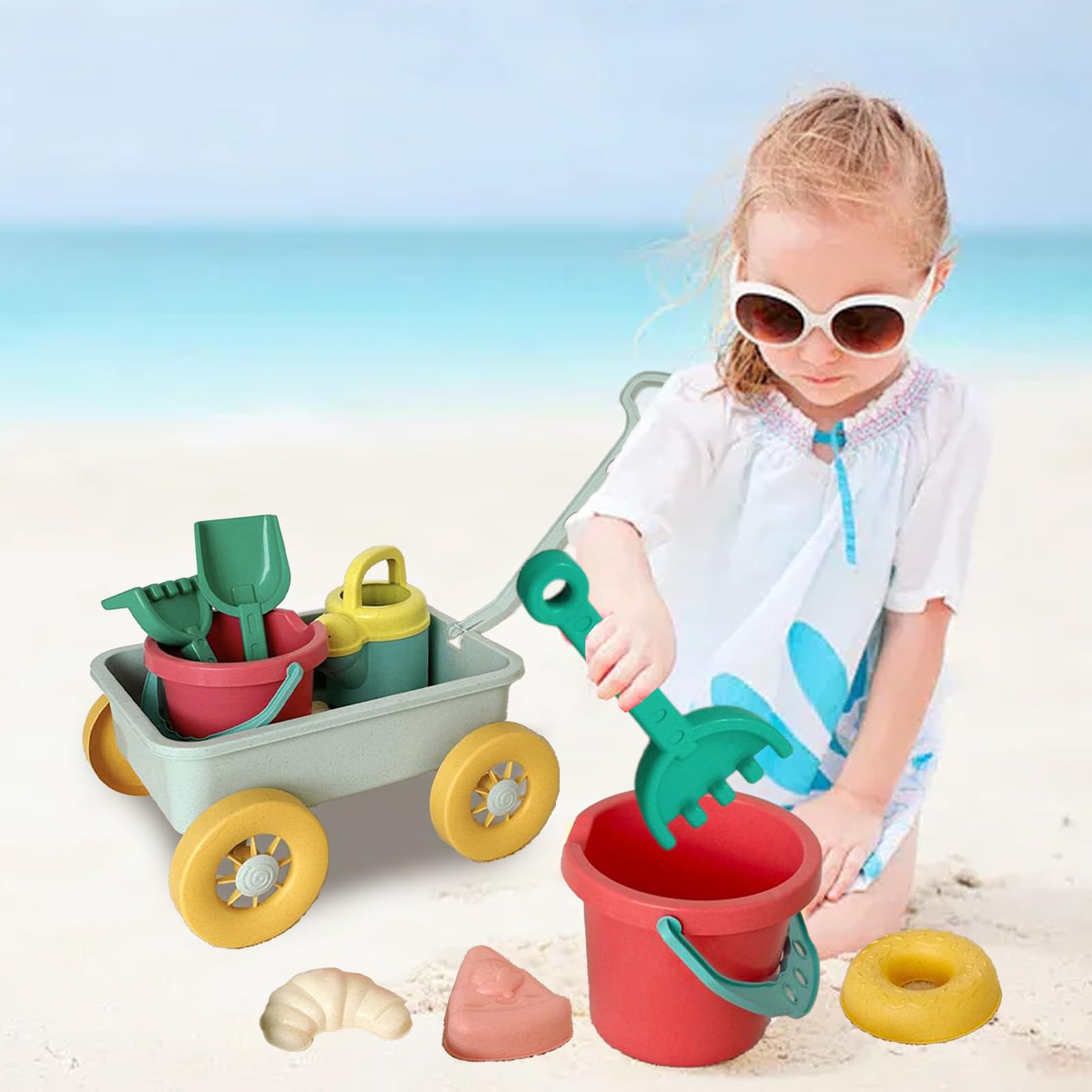 Strandeimer und Schaufel, Sandspielset Frühes Lernen Sandspielzeug mit | Tragbarer Spaß im Freien im Freien für Seaside Beach außerhalb des Campings