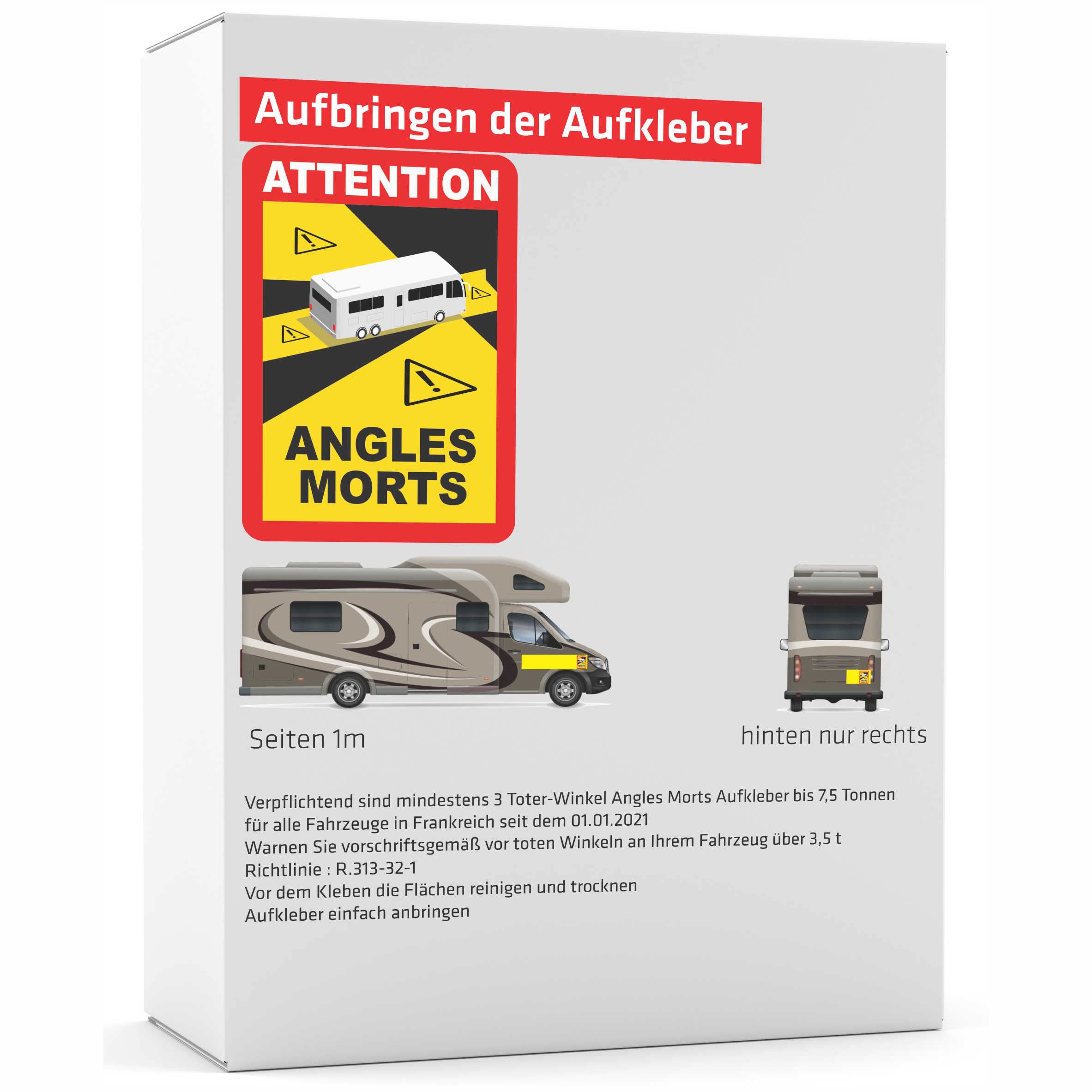 Prolac Adesivi Di Avvertimento Angles Morts Per Camion E Roulotte - 3 Pezzi 25x17 Cm - Autoadesivi Rifrangenti