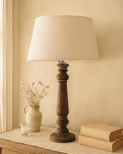 Homesake® Wooden Table Lamp, Antique Home Decor with Shade Empire, Table Night Lamps for Bedroom, Home Decoration Bedside ...