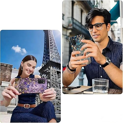 Miniatura 6 de B-wishy Paquete de 2 fundas para Samsung Galaxy A03S a prueba de golpes, diseño delgado, antideslizante, funda para Galaxy A03S (morado)