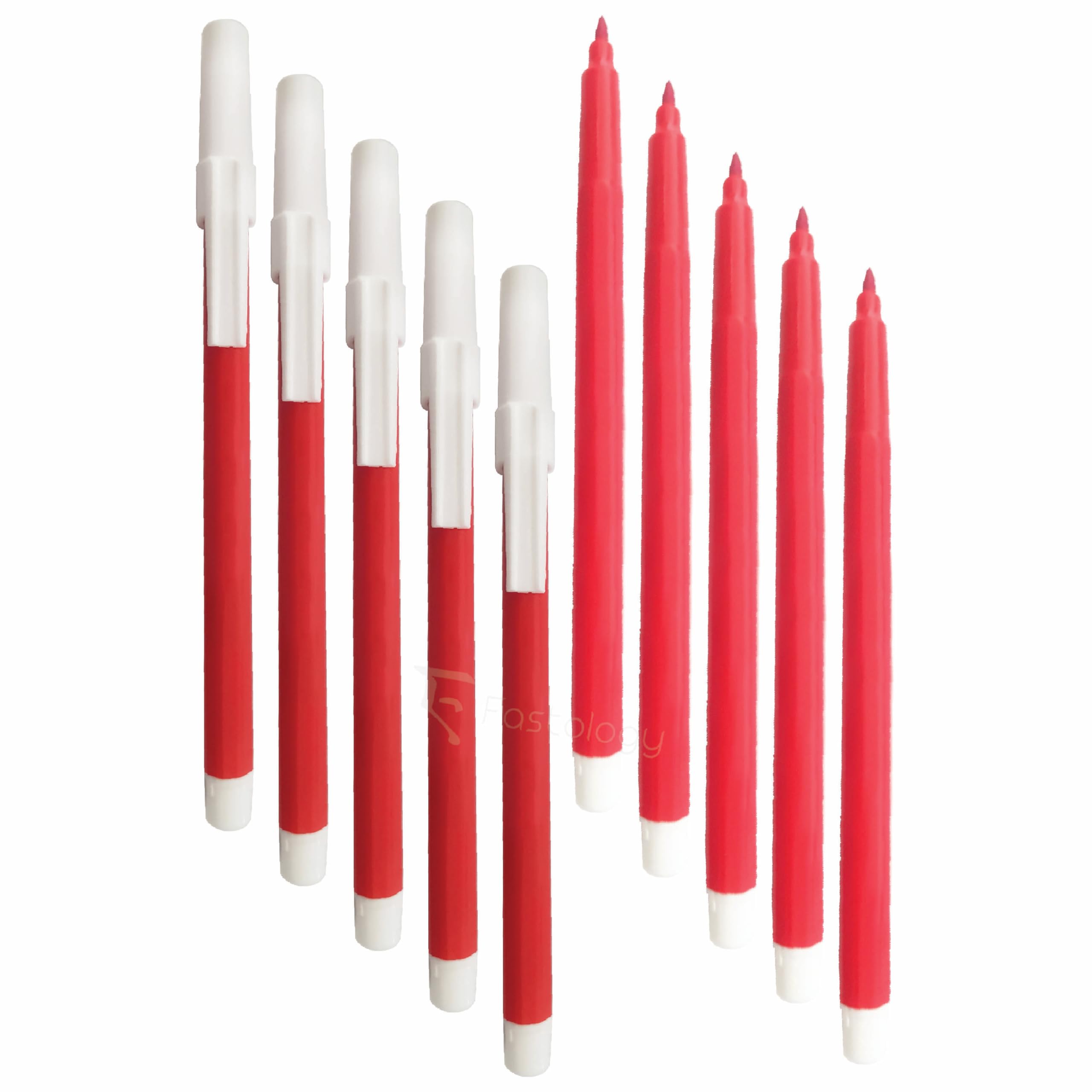 Single Colour Fineliner Colouring Pens, RED, Fine Point, Pack of 10, Writing Pens, Write Sketch Mark Draw, School Office Home Use, iVAIDEX