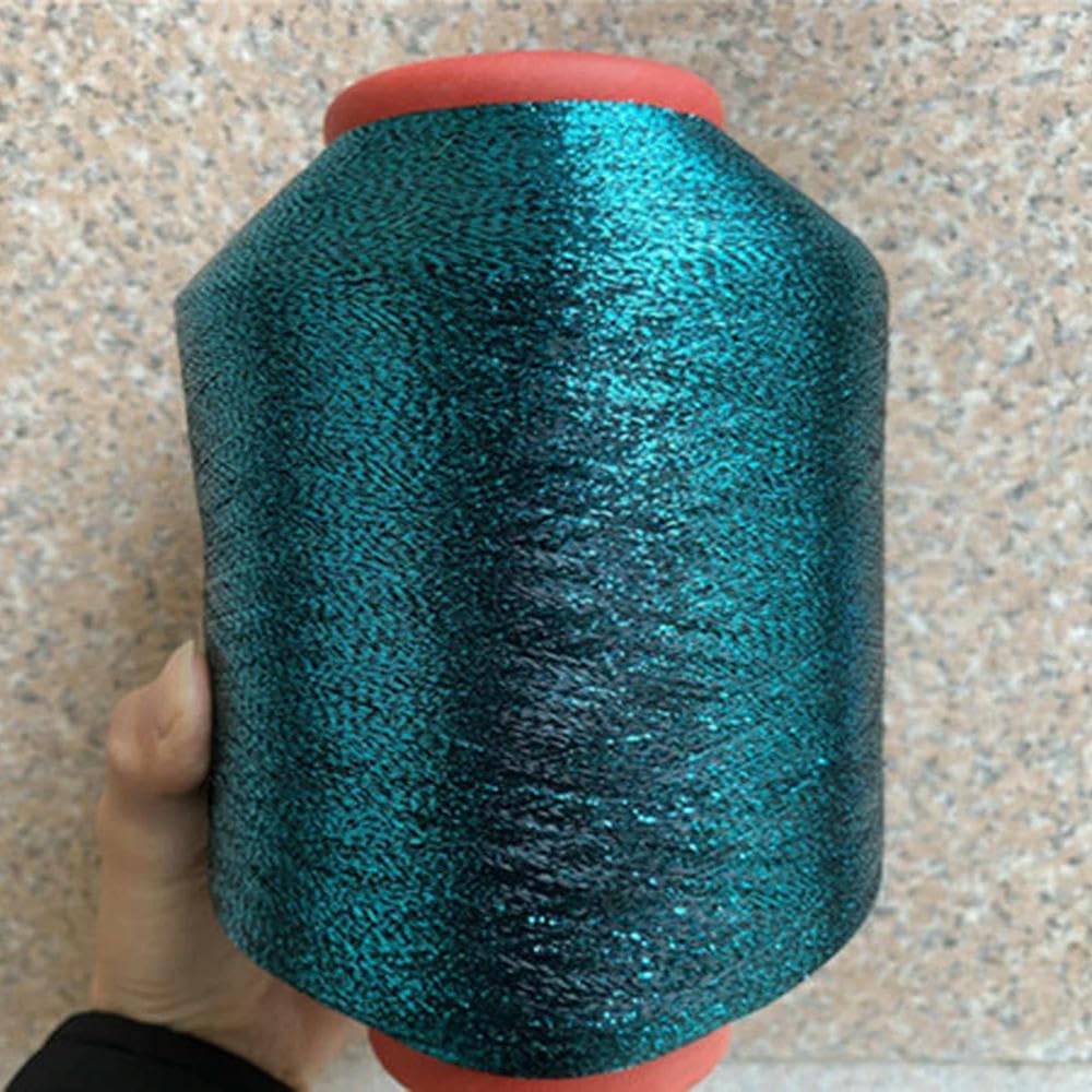 1 Rotolo da 500 g di Filato Metallizzato in Viscosa Lucido, per lavori all'Uncinetto, in Coordinato con Oro e Argento, in Seta Sottile, Filo da Cucito
