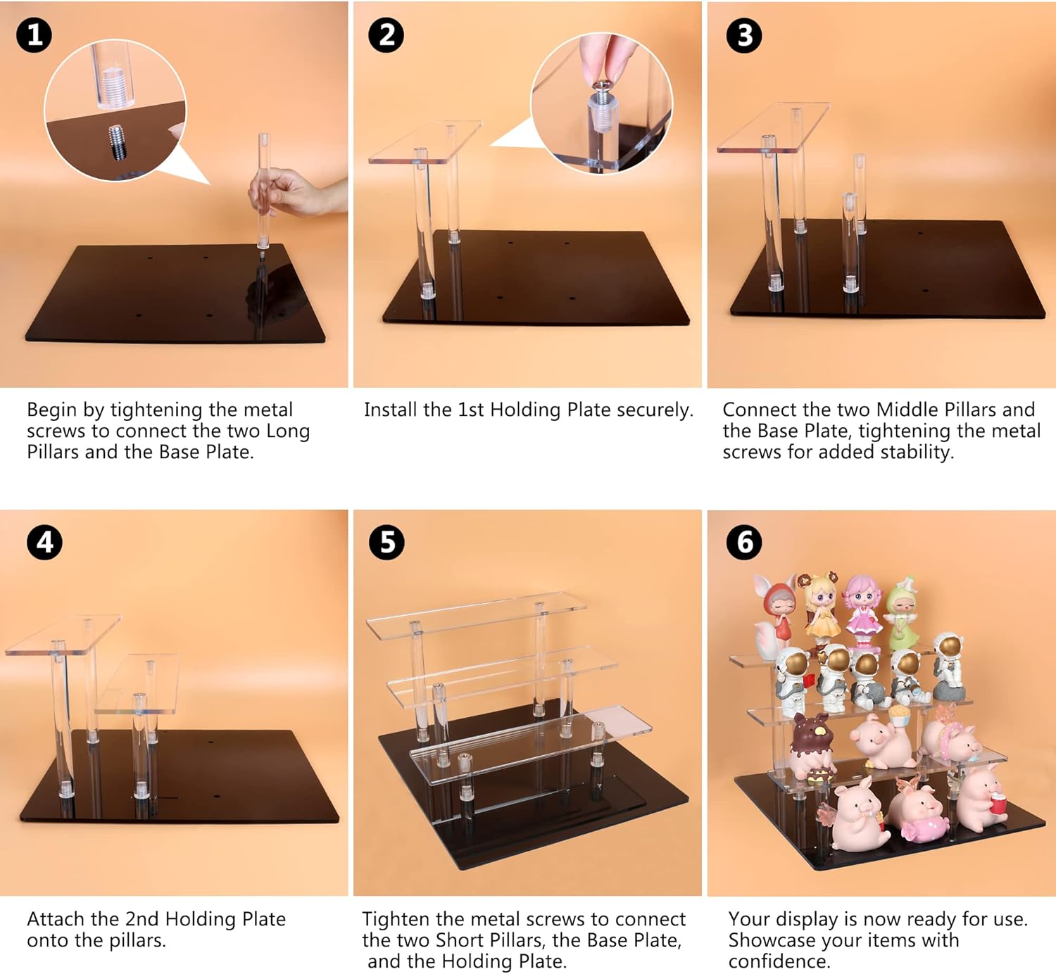 ELEGANTLIFE Acrylic Display Riser Stand – 4 Tier Clear Shelf for Funko POP, Amiibo, Figures, Collectibles, Cupcakes, Perfume, Skincare Organizer