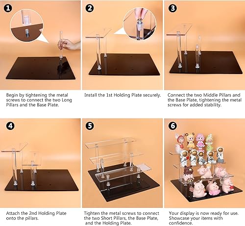 Miniatura 7 de ELEGANTLIFE Soporte elevador de acrílico Estante transparente de 4 niveles para Funko POP, Amiibo, figuras, coleccionables, cupcakes, perfumes,