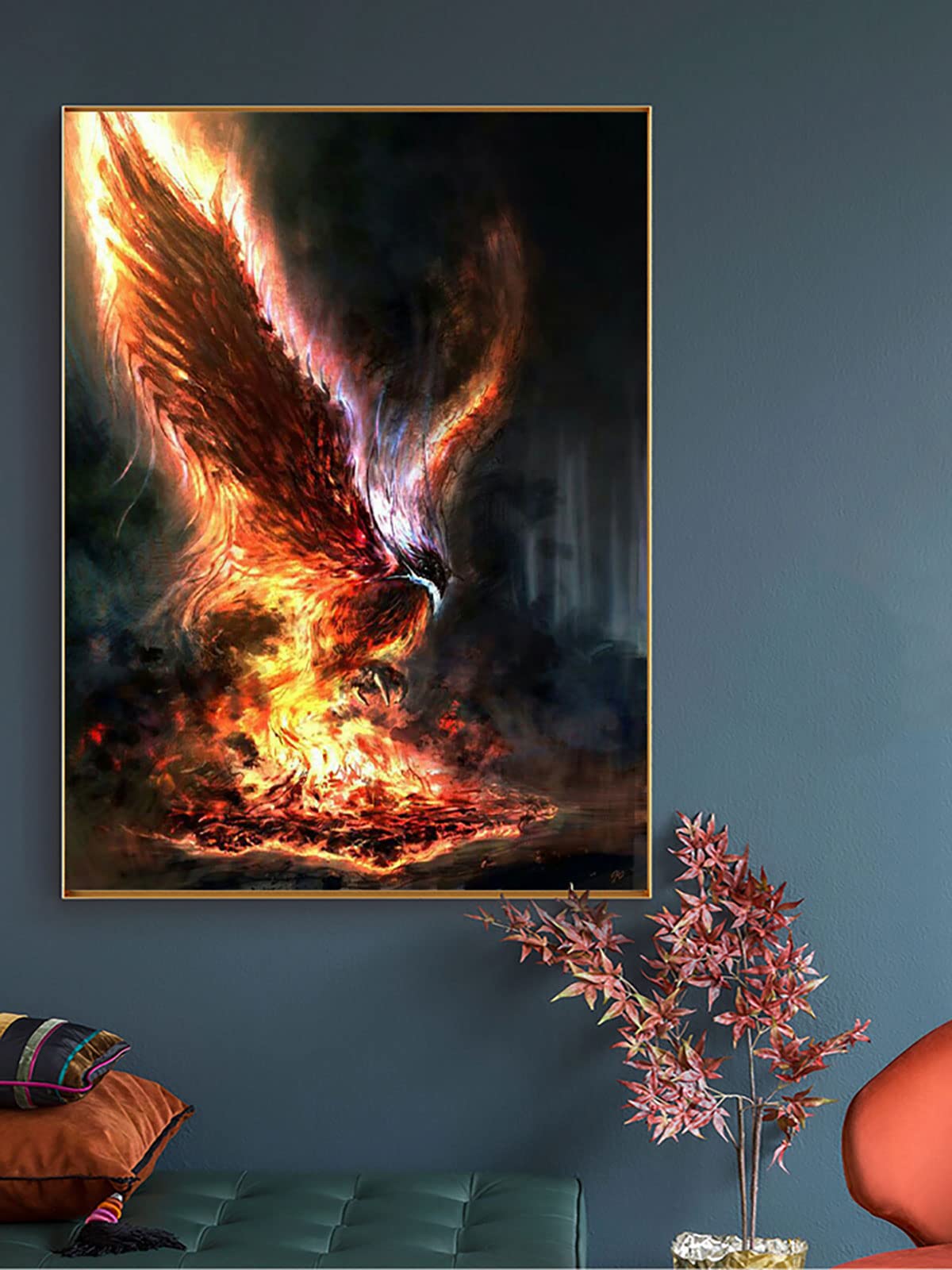 Instarry 5D Diamond Painting Full Groß Flamme und Phönix Wall Decor 90x60 cm