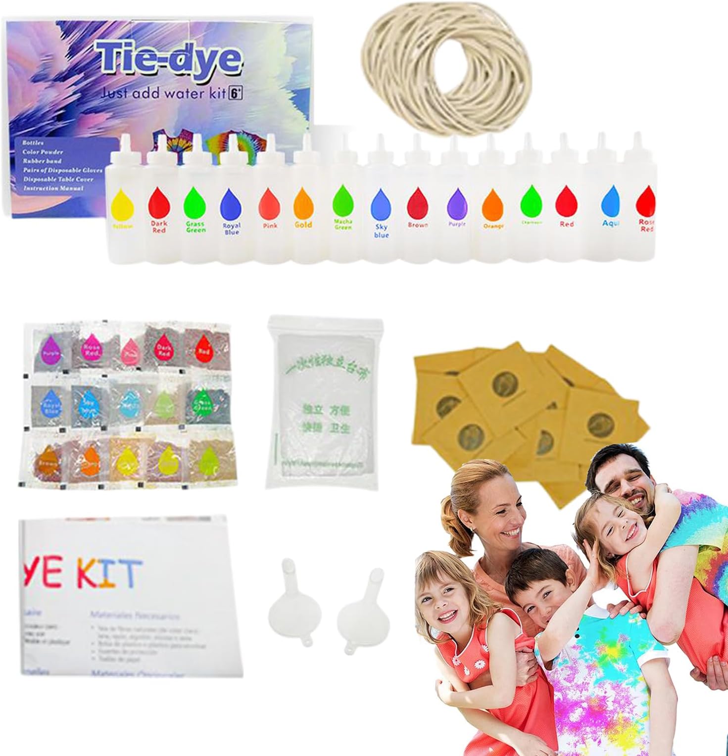 – Tie Dye Kit | Scarves Tie Dye Set - Crafting Paint Fabric Art Set for Expert Clothing Outdoor School Family Home Scarves Socks Hats Towels Beginner