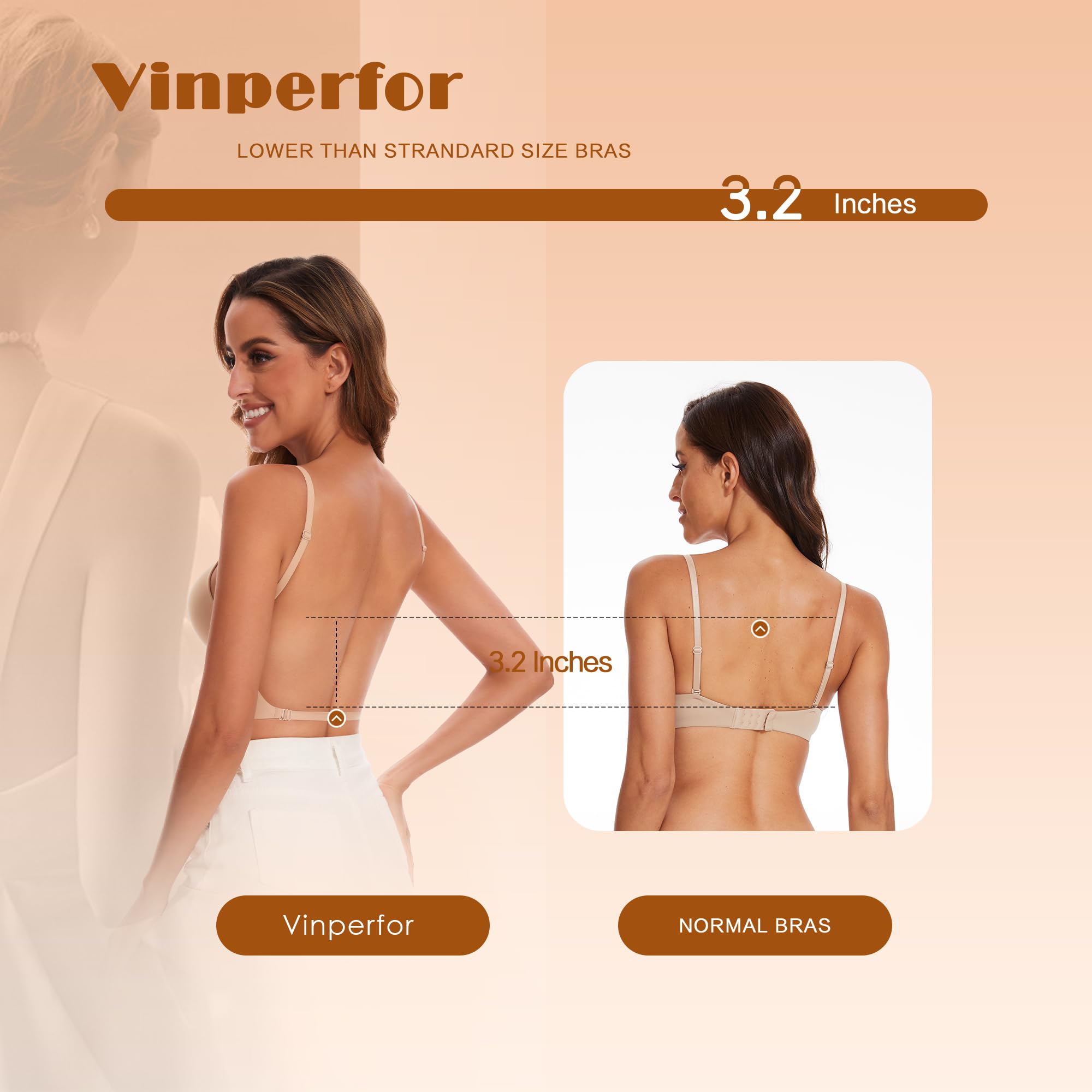 Sujetador de espalda baja para mujer, sin costuras, con espalda en forma de U y aros, sujetadores de cuello halter, Multiway con tirantes convertibles