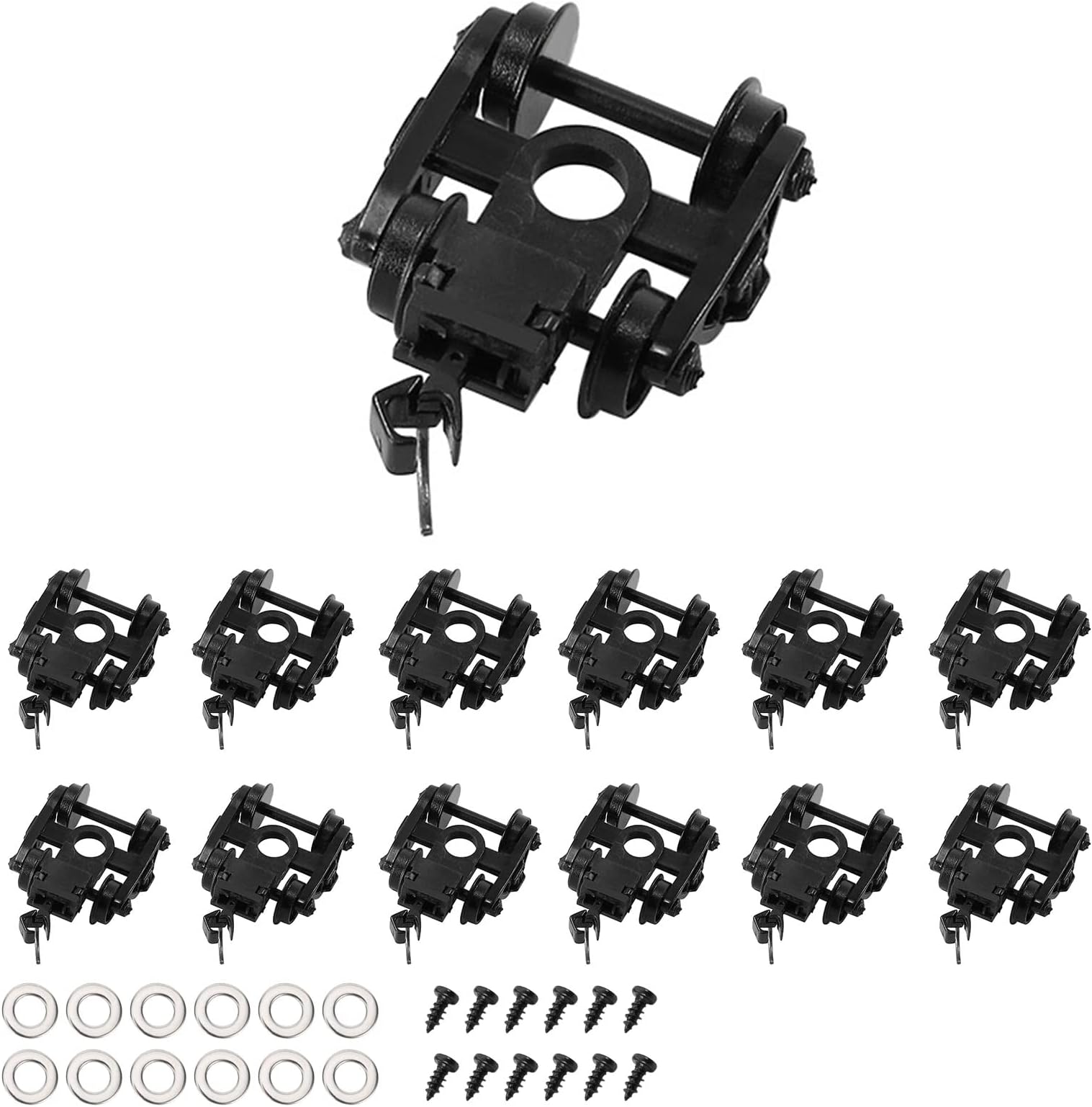 12pcs Model Train Bogie 1:160 N Scale 33" Plastic Wheels Model Railway Accessories (N Scale)