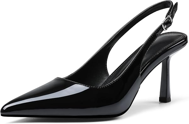 Synchoiss Slingback Kitten Heels for Women Pointed Toe Dress Shoes | Closed Toe Pumps, Stiletto Bridal Wedding Heels, Sexy Party Work Shoes