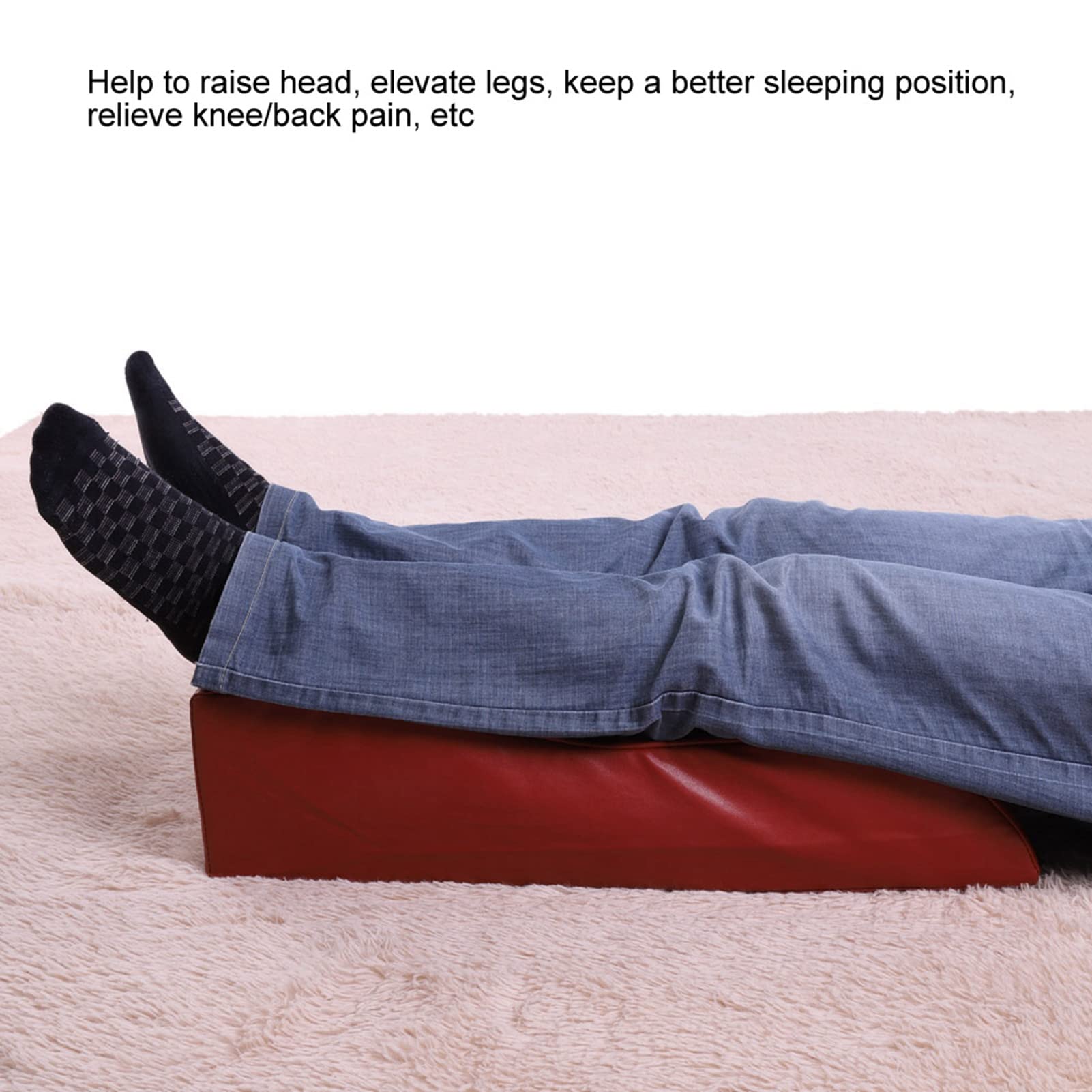 Almohada ergonómica de cuña para elevación de piernas, cómodo cojín de espuma para soporte de rodillas y espalda, diseño transpirable para un mejor ajuste de la posición (Café)