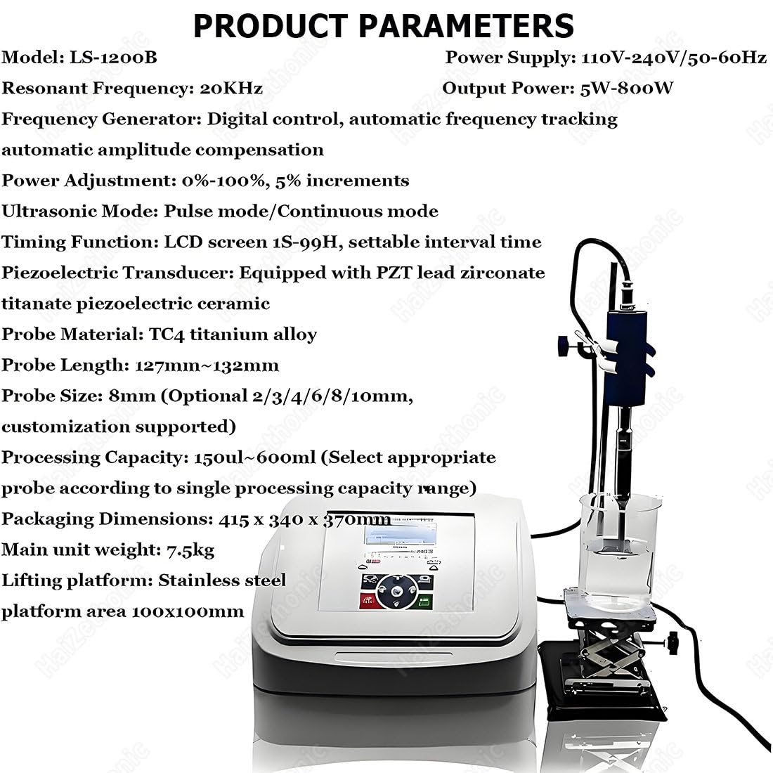 800w Professioneller Ultraschall Homogenisator,Labor Emulgator,Cell Disruptor,Digitale Steuerung,Timer 1s-99h Einstellbar,Für Flüssigemulgierung Und Dispersion 10mmprobe