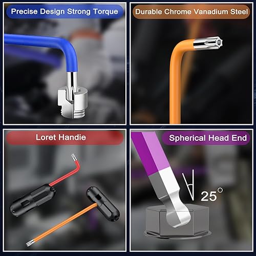 Vista 20 de Juego de llaves hexagonales Allen de 18 piezas, llave Allen de extremo de bola larga y Torx TRX Juego de llaves de color estrella T10-T50 Juego