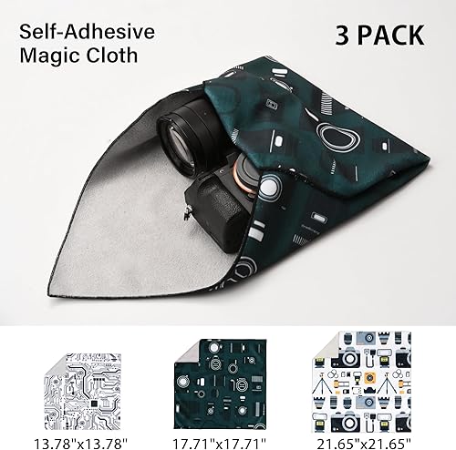 Miniatura 2 de Paquete de 3 envolturas para cámara, envoltura protectora, paño autoadhesivo mágico, envoltura para cámara de lente antiarañazos, plegable, lavable,