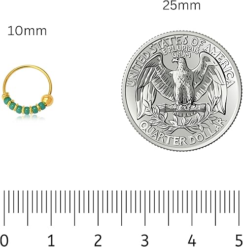 Miniatura 3 de Par de aretes de aro hechos a mano con cuentas de cartílago pequeñas de 0.394 pulgadas, chapados en oro sobre plata esterlina, cuentas finas de