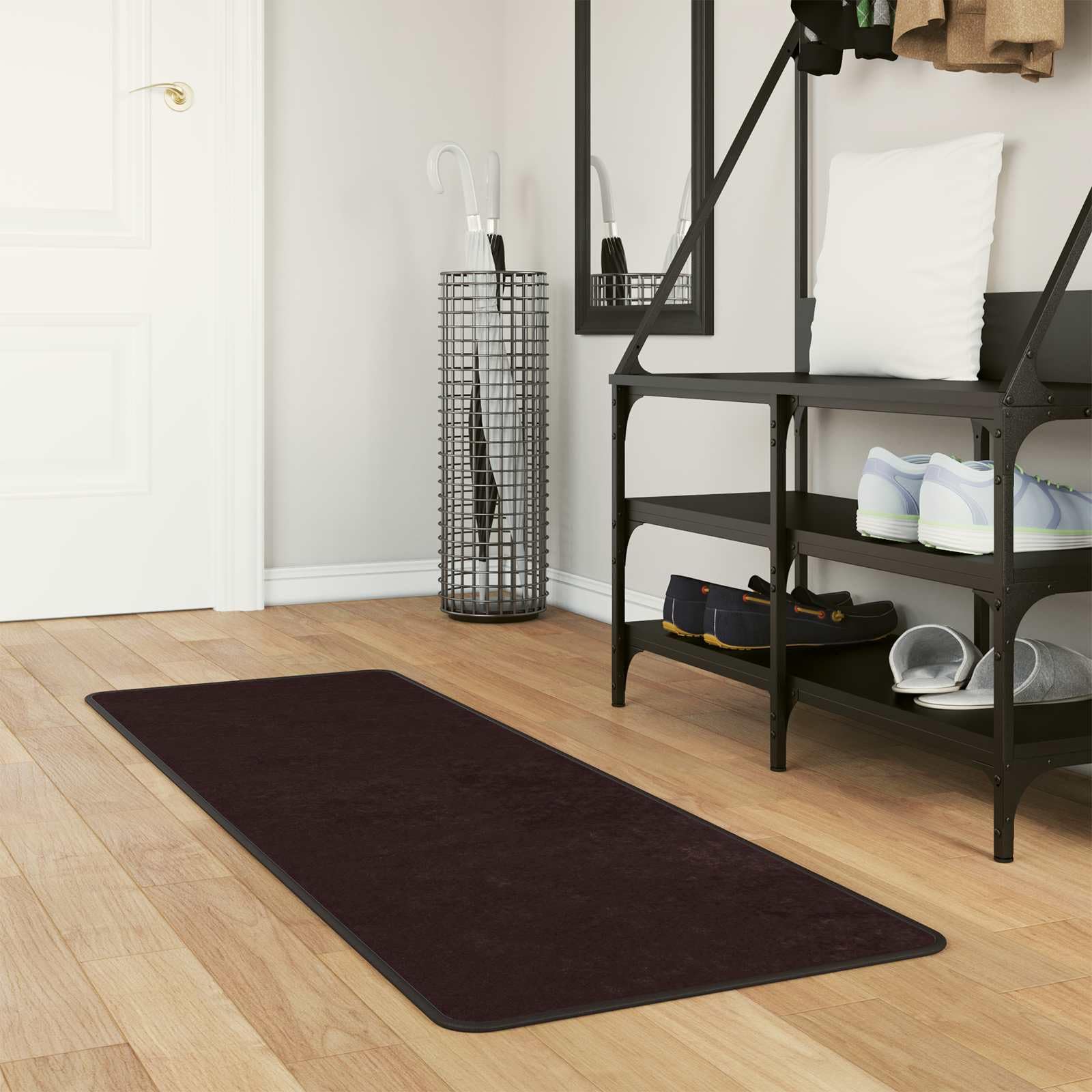 Tapis de couloir antidérapant et lavable Marsa anthracite doux 50x100