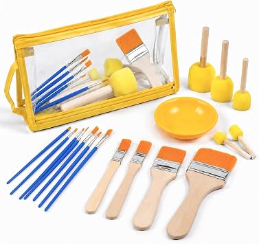 Essential Decoupage Kit, Decoupage Tool Set for Beginners | Starter Set, Include 5 Foam Brush, 16 Soft Decoupage Brushes, Glue Container Bowl, for DIY Arts and Crafts Projects