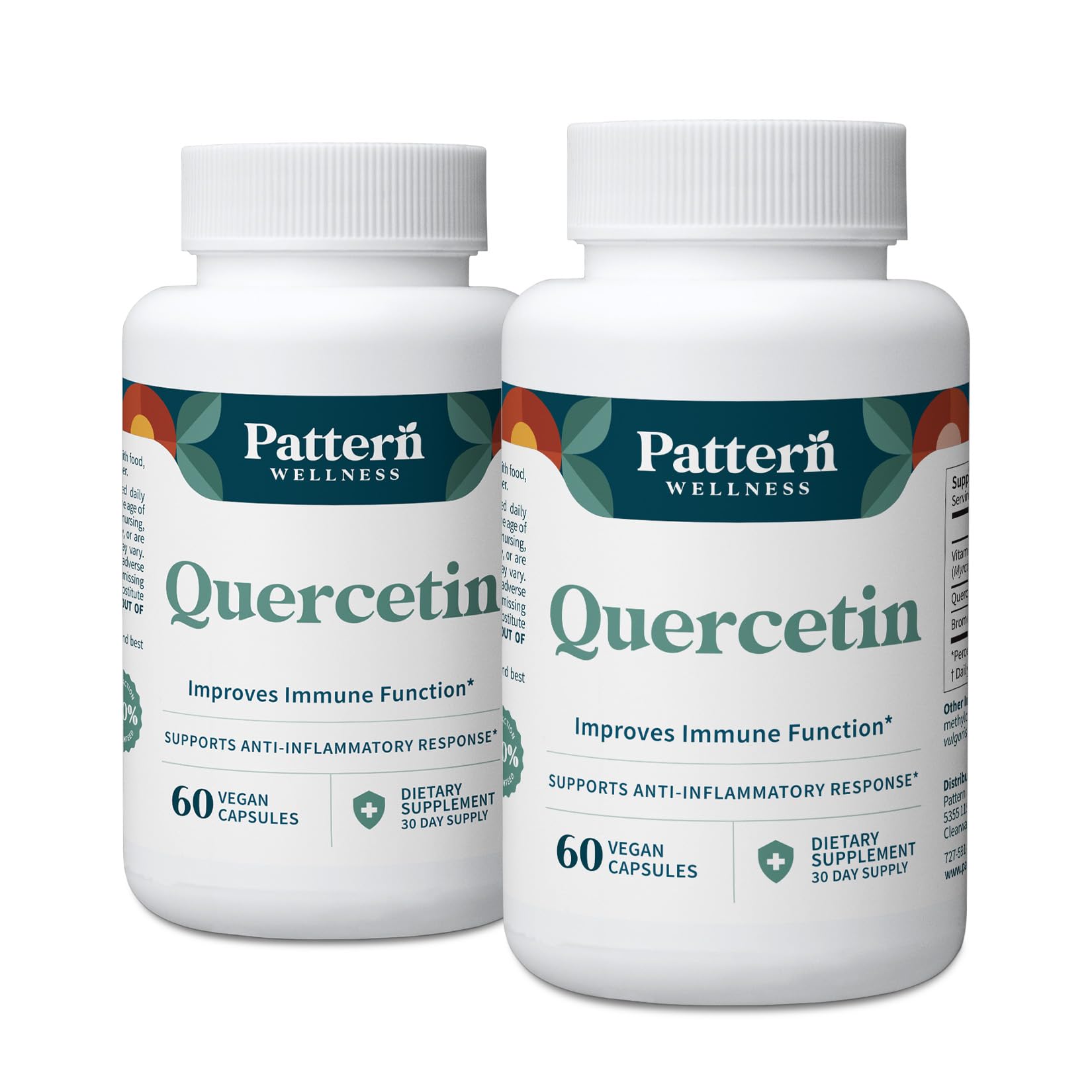 Pattern Wellness Quercetin Supplement – 120 Vegan Capsules 60 Count (Pack of 2)