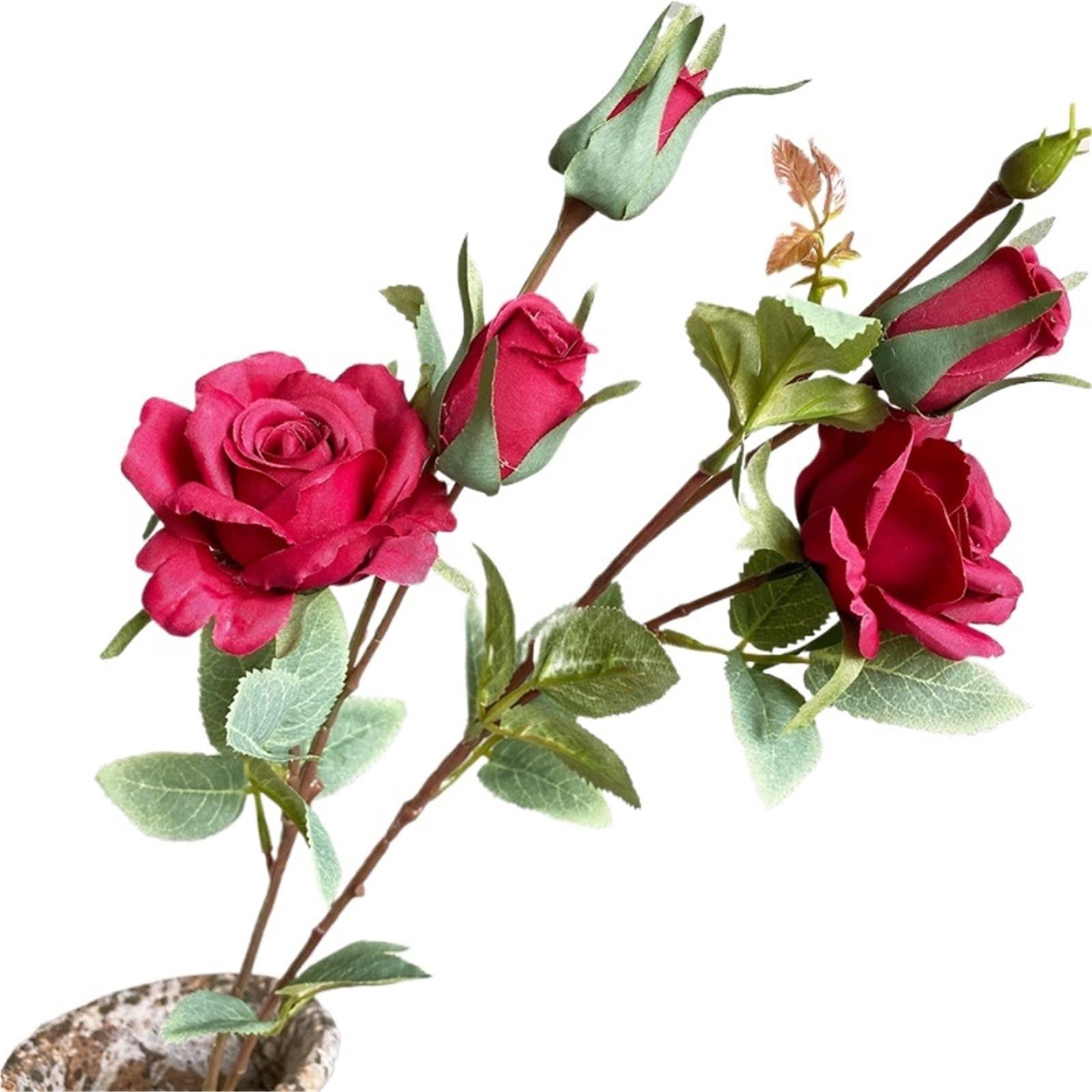 LuoAXINN Artificial Flower Branches 5 Pcs Delicate Roses Branch Silk Artificial Flowers Home Wedding Decoration Rose With Leaves(Color4)