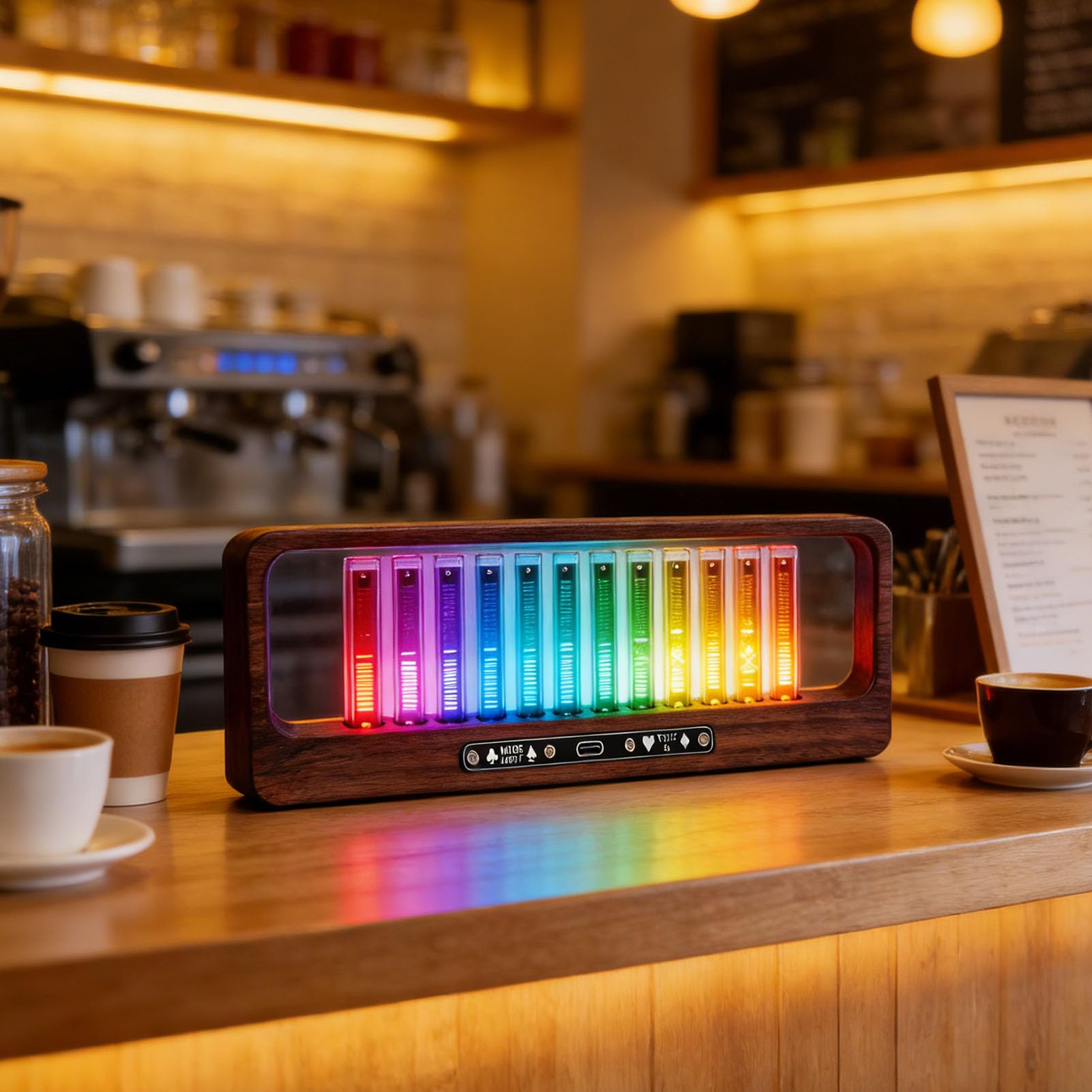 Garsent Wyświetlacz LED Widma Muzycznego z 12 świetlówkami, Analizator Widma Audio do Domowego Systemu Stereo, Miernik VU Reagujący na Dźwięk z możliwością Regulacji Koloru i Jasności