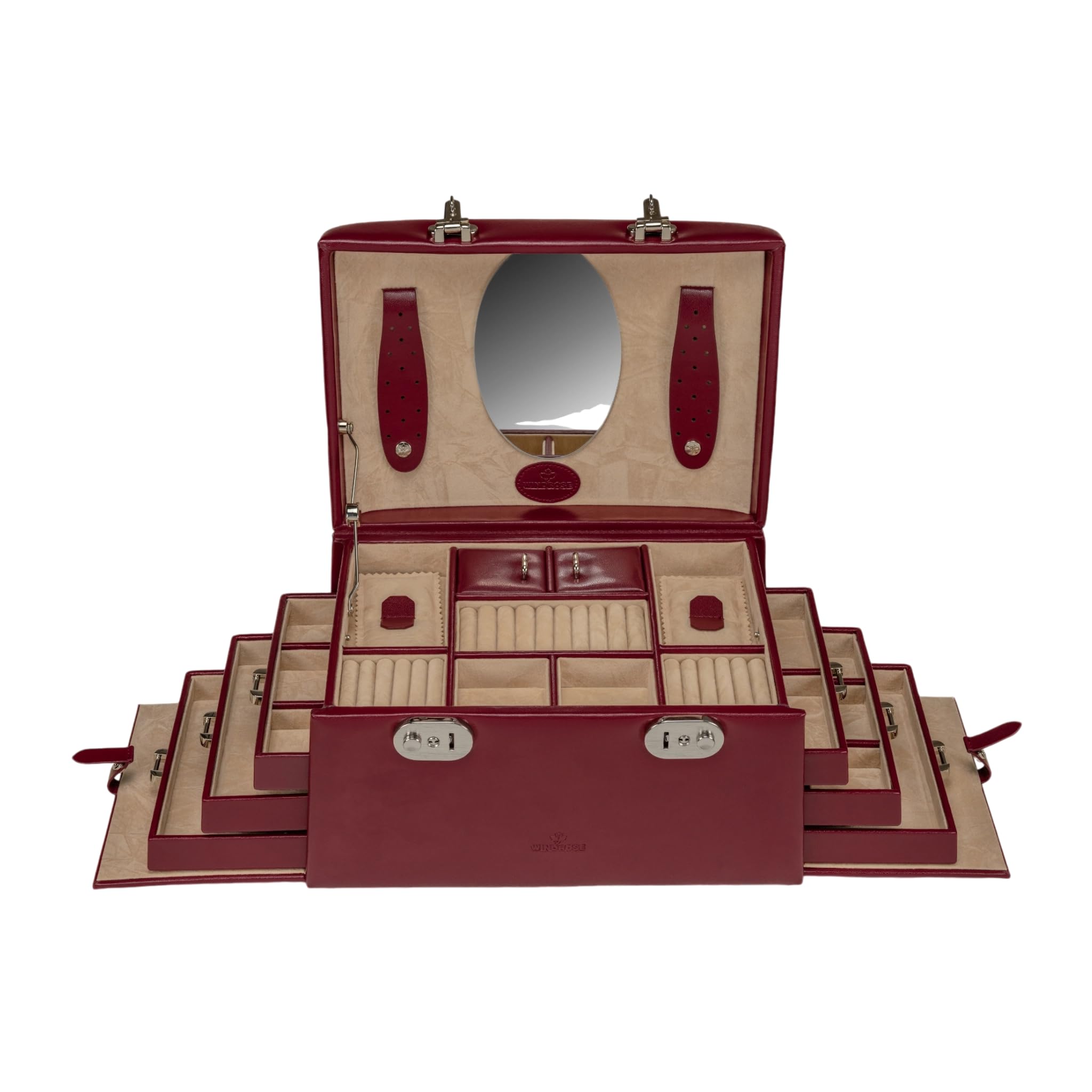 Windrose 8036830 - Joyero para mujer, piel sintética, color rojo