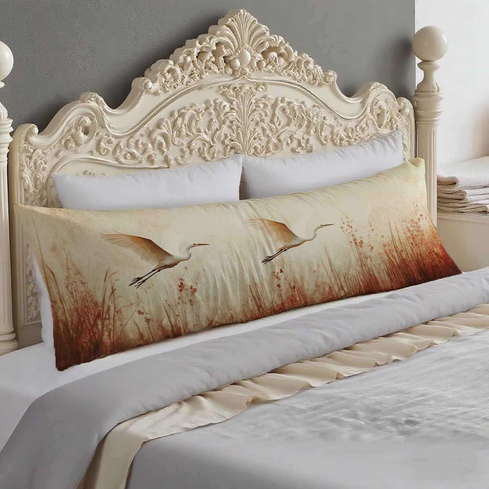 Taie traversin 140 cm bicolore velours de prestige beige