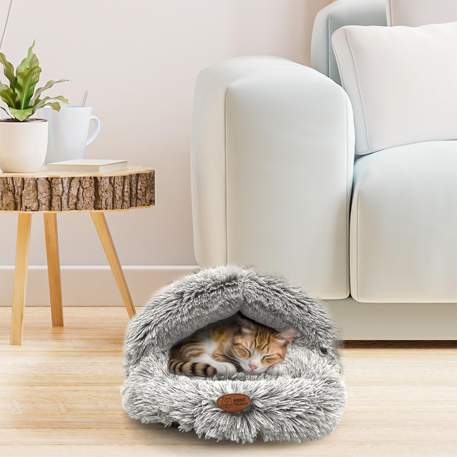 PATAM Hundebett „Friends“ 60x50 Cm – Rutschfester Höhlenschlafplatz Für Katzen & Kleine Hunde, Maschinenwaschbar