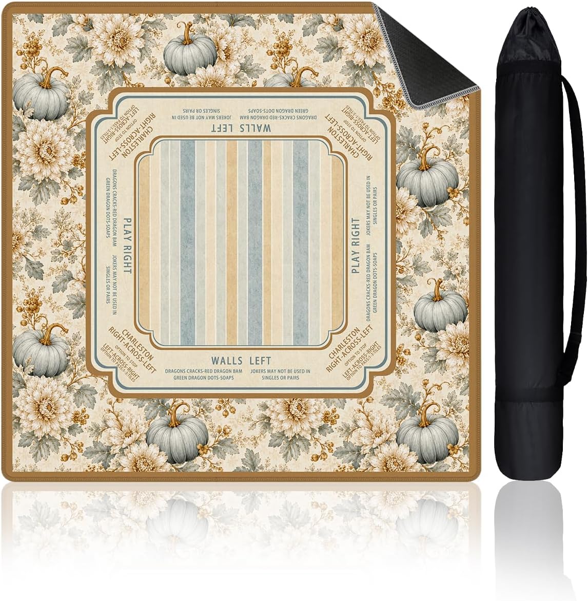 Halloween & Fall Mahjong Mat - Vintage Blue Pumpkins