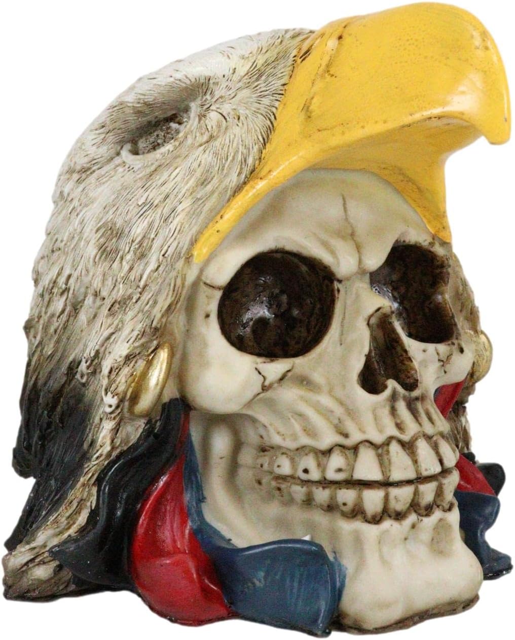 Ebros Gift Southwestern Native Tribal Indian Warrior Chief Bald Eagle Headdress Cape Hat Skull Figurine Gothic Ossuary Macabre Halloween Skulls Eagles Party Centerpiece Decorative Accent