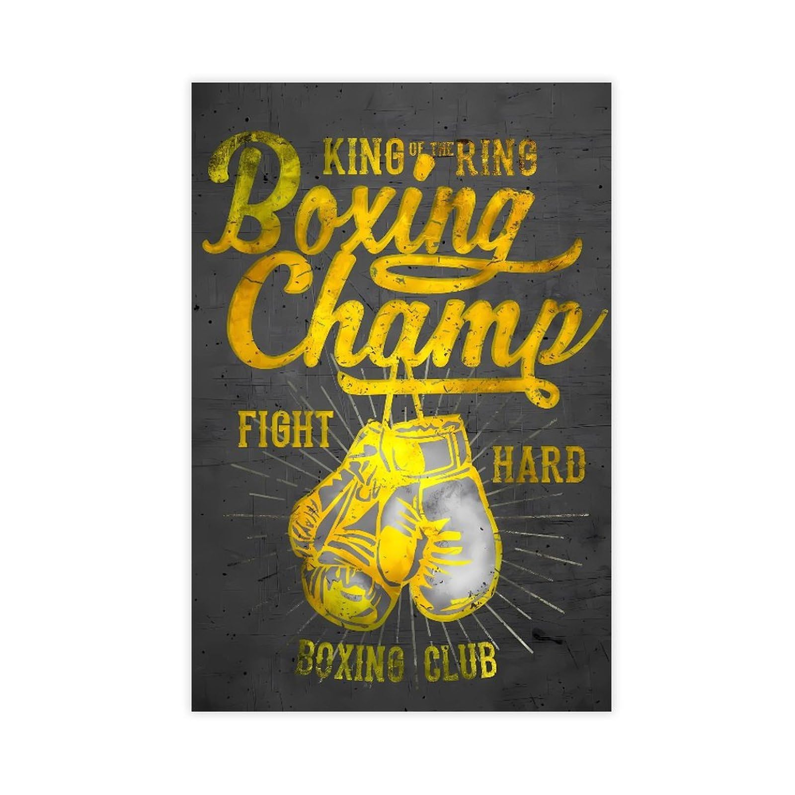 Qnvjqkdsi Unframe Boxing Champ Vintage Canvas Poster Bedroom Decor Landscape Office Room Decor Gift 24" L X 36" W