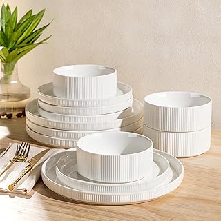 TheTerra Ceramic Dinnerware Sets for 4, 12 Pieces Porcelain Lightweight ...