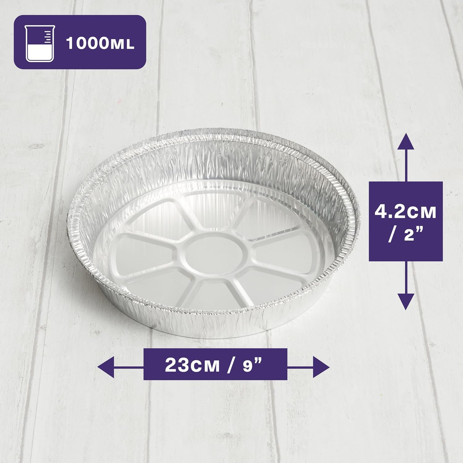 MATANA - 120 Runde Backbleche aus Aluminiumfolie, Alu Backformen Einweg, Aluschalen Rund, Aluformen für Linzertorte - (23cm/1060ml)