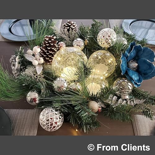 Miniatura 4 de Lámpara LED Crackle Globe funciona con pilas, orbe de vidrio iluminado para decoración navideña de festivales, luz de bola de vidrio de mercurio