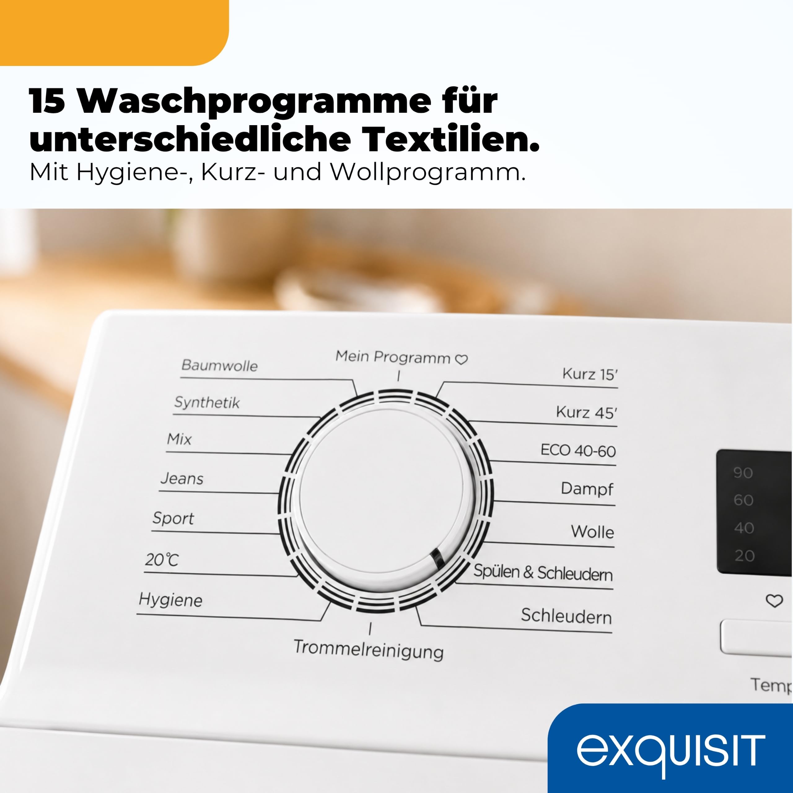 Exquisit Toplader Waschmaschine 7,5kg A 1200 U/Min Weiß 15 Programme Aquastop Startverzögerung