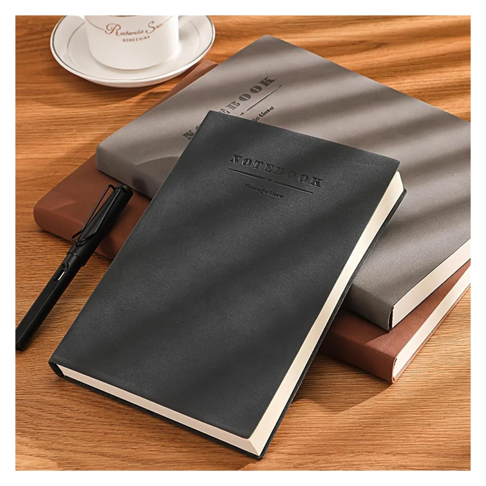 Quaderno combinato in morbida pelle, diario personalizzato con copertina morbida e segnalibro, blocco note portatile for riunioni di lavoro e uso in ufficio(Khaki)