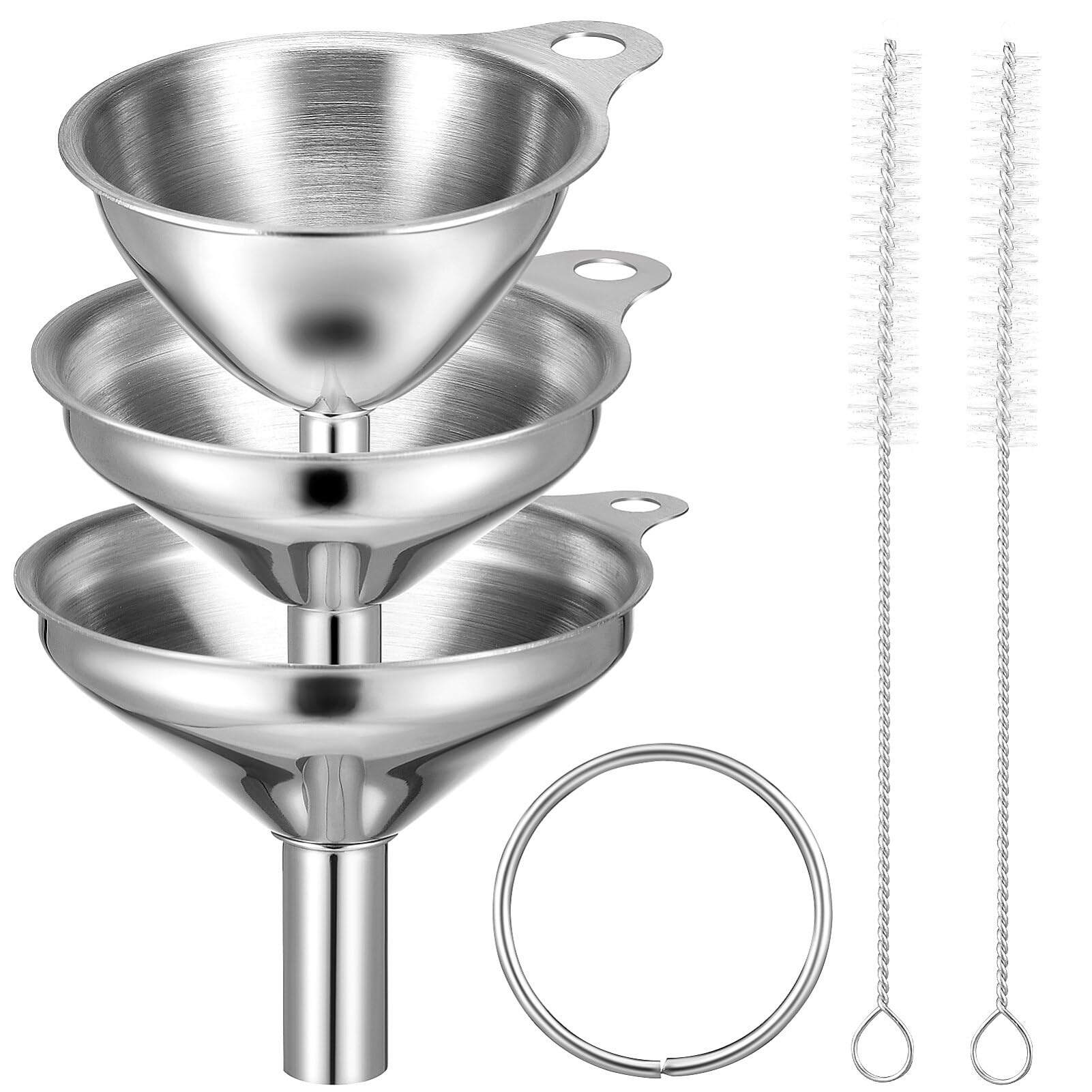 Stainless Steel Mini Funnels Small Funnels for Filling Bottles 3Pcs Stainless Steel Kitchen Funnel Set Metal Cooking Powder Food Grade Flask Funnels with