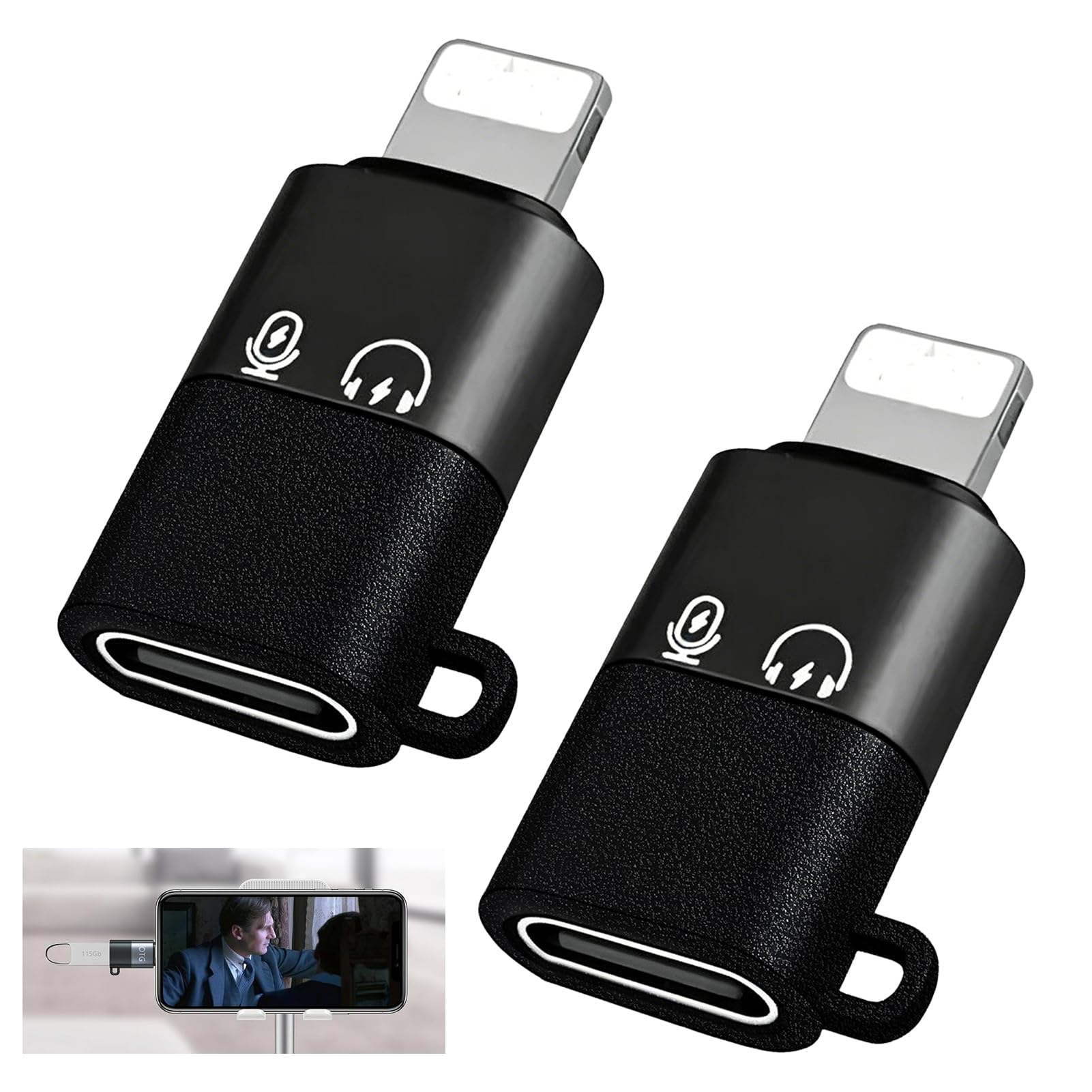 2 sztuki kompatybilny z DJI Mic Mini USB C na Lighting Adapter, do iPhone 16/15 Auriculares Lightning a Tipo C Adaptador para la Transmisión de Datos y la Carga (Lightning a Tipo C Interfaz)