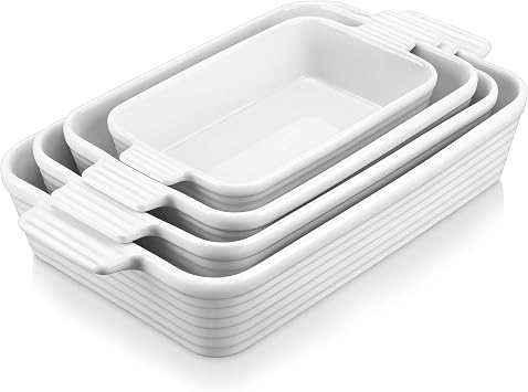 MALACASA Casserole Dishes for Oven, Porcelain Baking Dish Set of 4