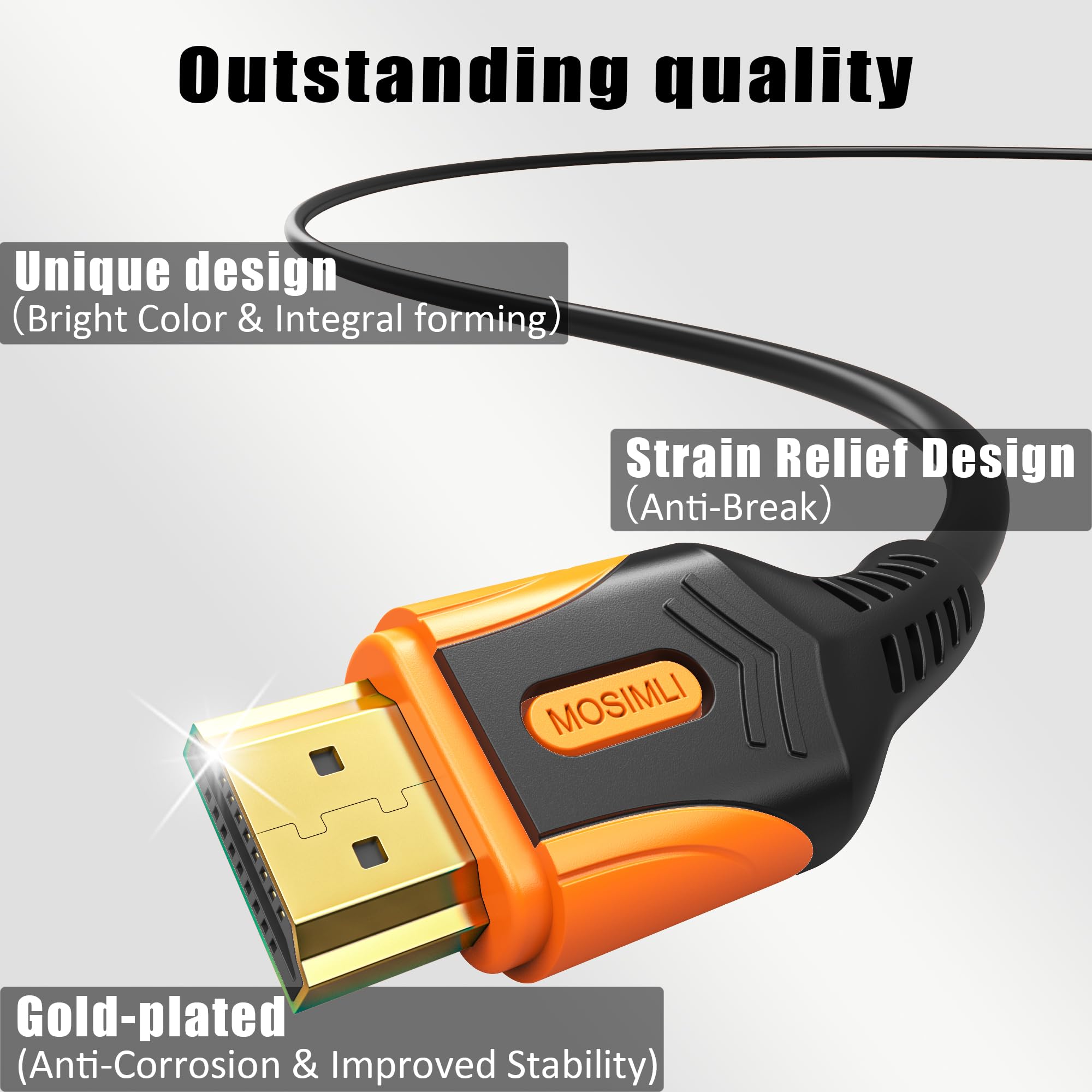 Cavo HDMI 2.0 4K da 0,9 m, cavo HDMI ad alta velocità da 18 Gbps per pulito, supporta 4K a 60 Hz e 2K a 240 Hz, HDR10, ARC, Dolby, DTS, HDCP 2.2 per TV, monitor, PC, laptop, commutatore